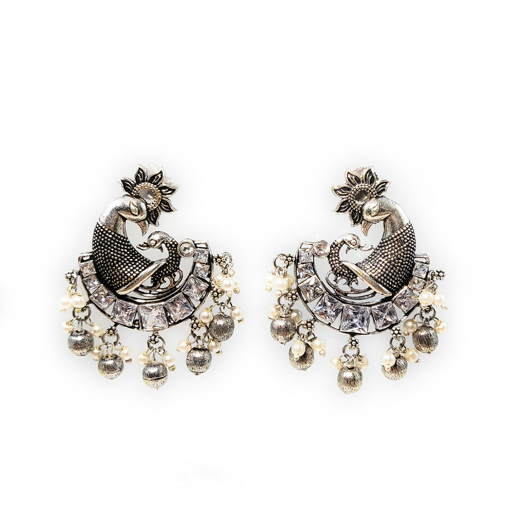 Antique Nakshi Earrings with peacock design, – Pink Box Jewels