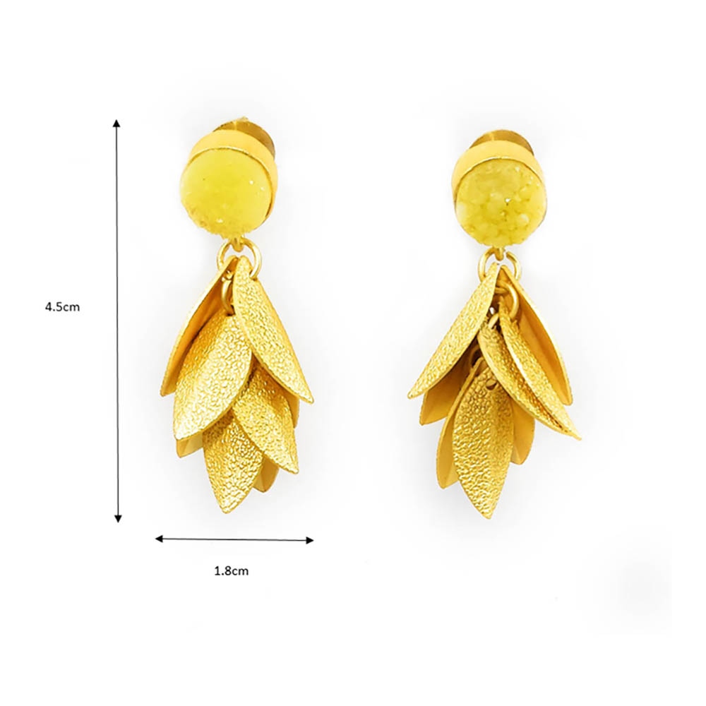 Shop Rubans Matt Gold Finish Circular Textured Earrings Online at Rubans