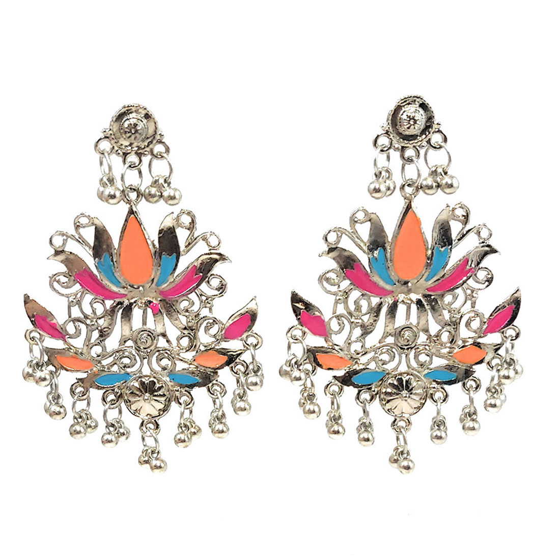 Silver Oxidised Bohemian Fancy Stylish Wedding Traditional Jhumki Jhumka  Designer Collection Ethnic Earrings For Women And College Girlls (Sky Blue)  : Amazon.in: Fashion