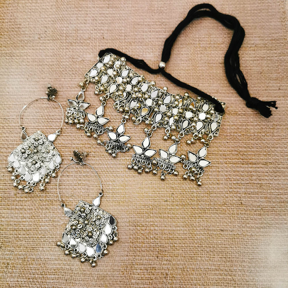 Mirror choker set store with earrings